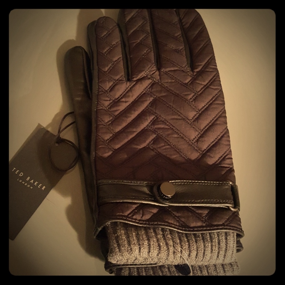 Ted Baker London quilted & leather gloves